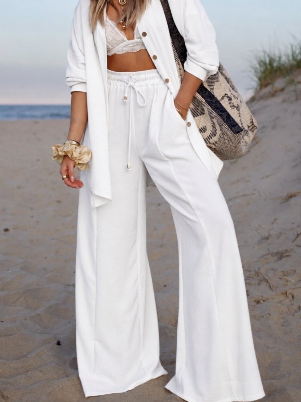 HDYWT Essential Button Down & Wide Leg Pant Set - Picture 2 of 5